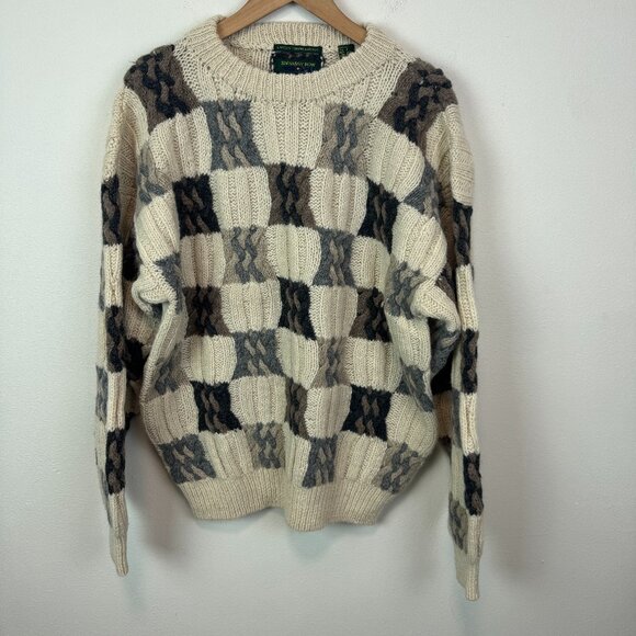 VTG Pure Wool Grandpa Sweater Mens Large Embassy Row Hand Knit - Picture 1 of 5